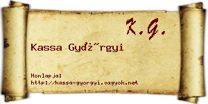 Kassa Györgyi névjegykártya